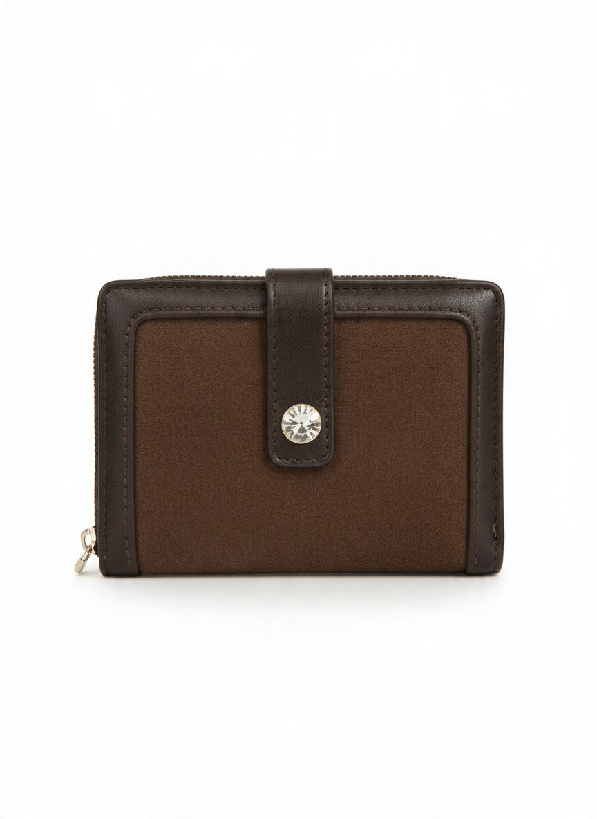 Cartera compacta efecto gamuza con broche – MENORCA