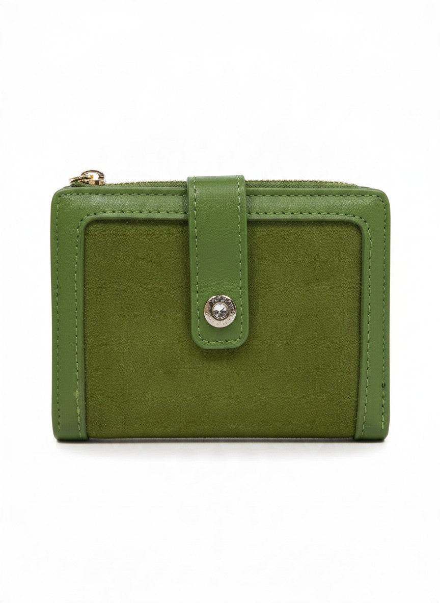 Cartera compacta efecto gamuza con broche – MENORCA
