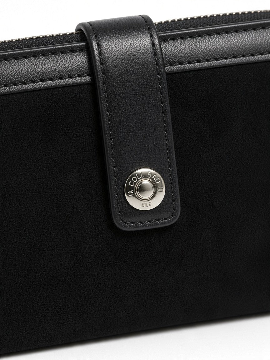 Cartera compacta efecto gamuza con broche – MENORCA