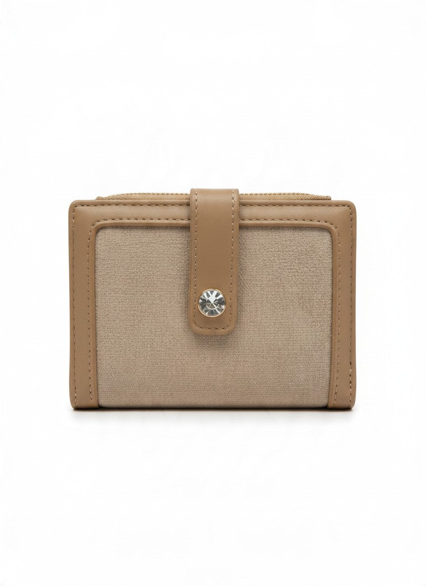 Cartera compacta efecto gamuza con broche – MENORCA