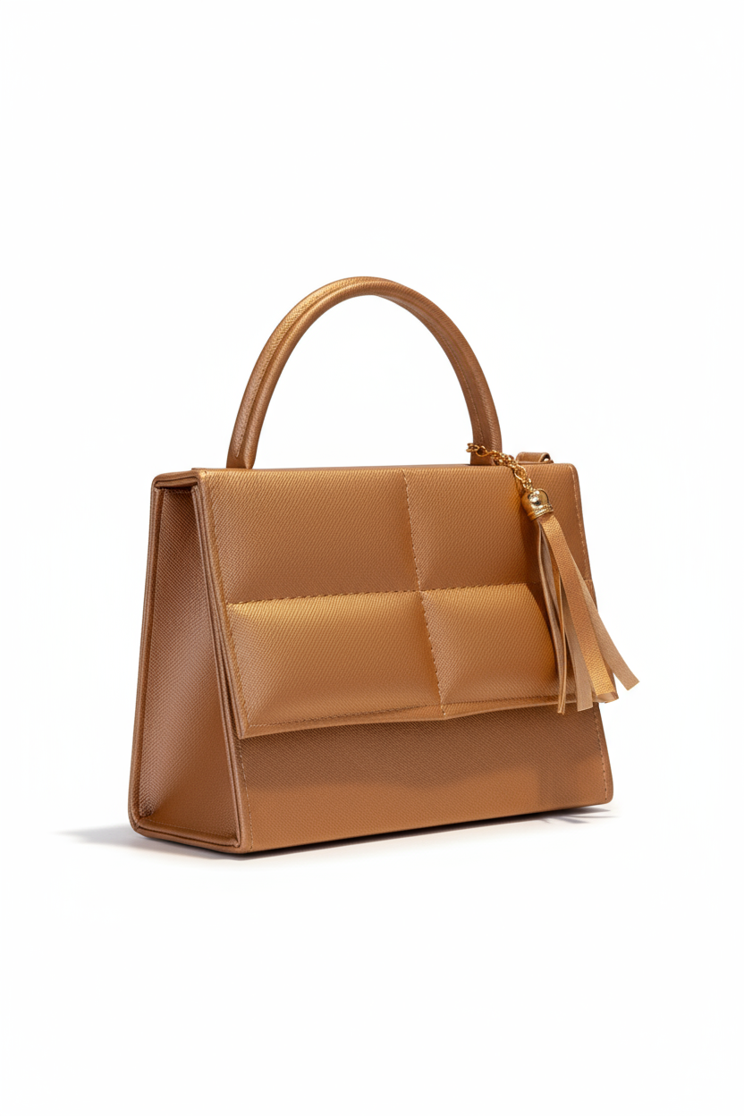 MILÁN – Bolso mini  de diseño acolchado estilo elegante con borla decorativa.