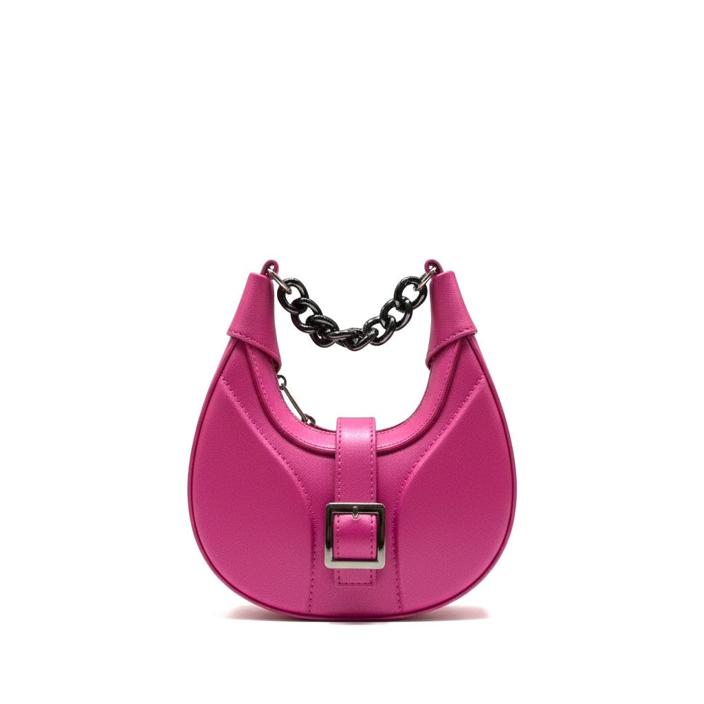 LIVIA - Bolsa mini en forma de media luna con cadena como asa superior