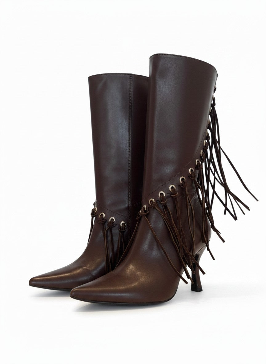 Botin con flecos y tacon para mujer – GITANA