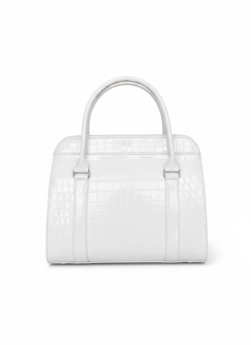 AURA  – Bolsa de mano estructurada en textura de cocodrilo brillante