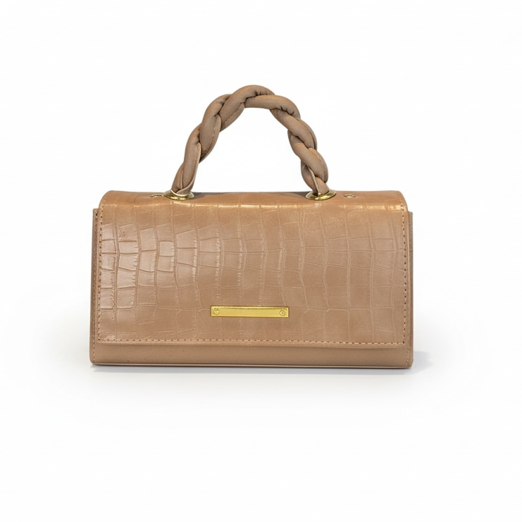 CAMI - Bolso Mediano  Textura Croco y Estampados con  Asa Trenzada