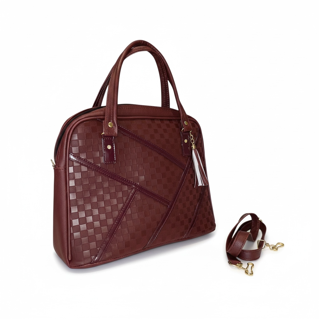 CÁPSULA — Bolso de Mano Geométrico con Textura Checkerboard