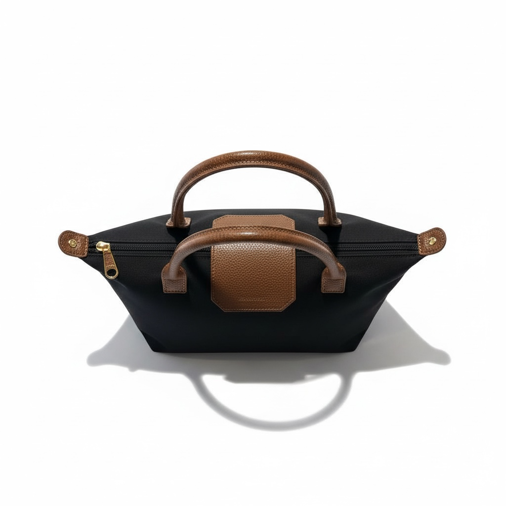 ÉBANO — Bolso de Mano con Textura Basketweave y Asas Café