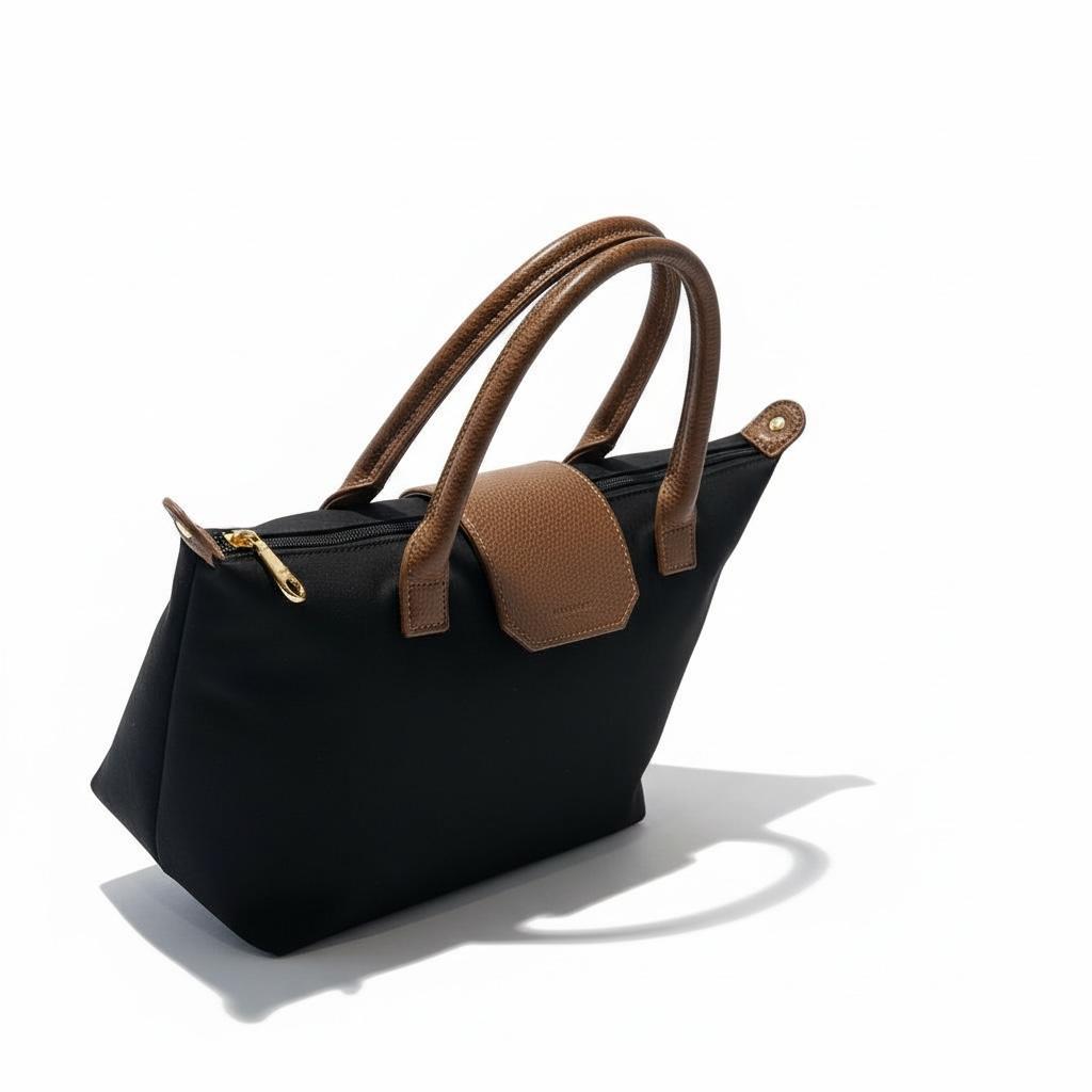 ÉBANO — Bolso de Mano con Textura Basketweave y Asas Café