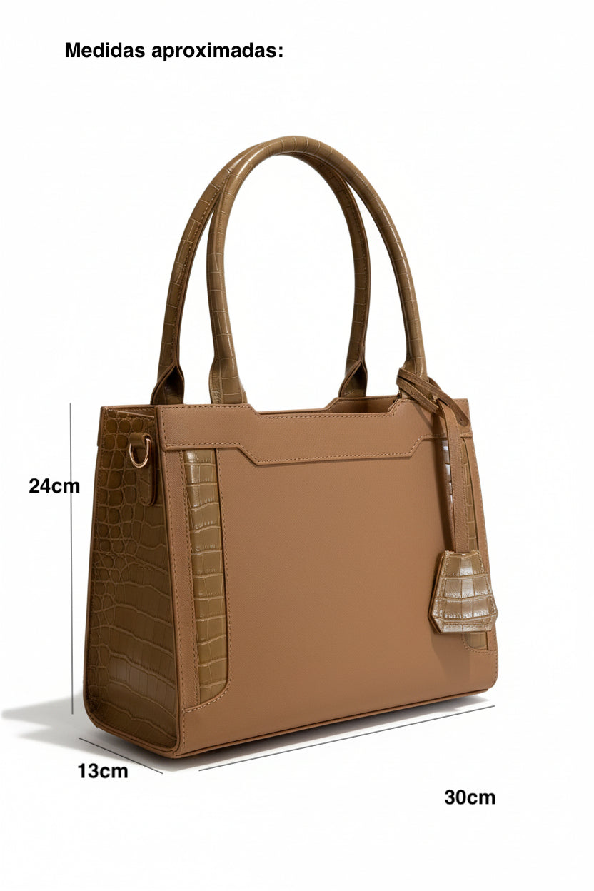 LILI - Bolsa mediana elegante con detalles tipo cocodrilo