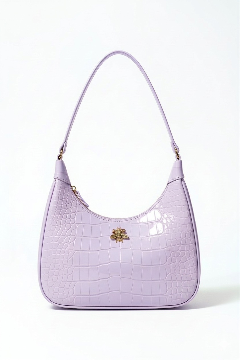 MAELA - Bolsa Hobo Textura Croco con Herraje Decorativo