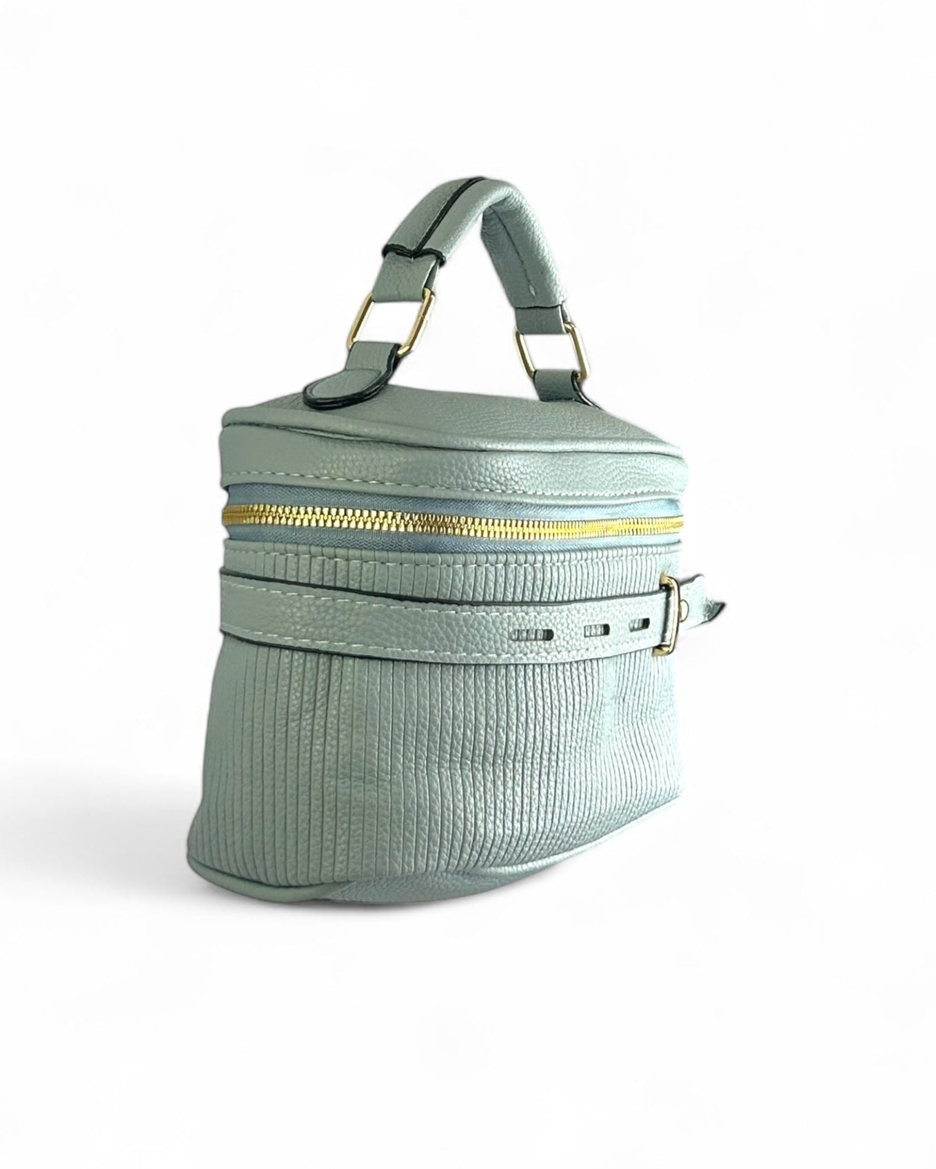 Bolso compacto y estructurado tipo neceser, ideal para organizar objetos personales, maquillaje o pequeños accesorios. AZUL