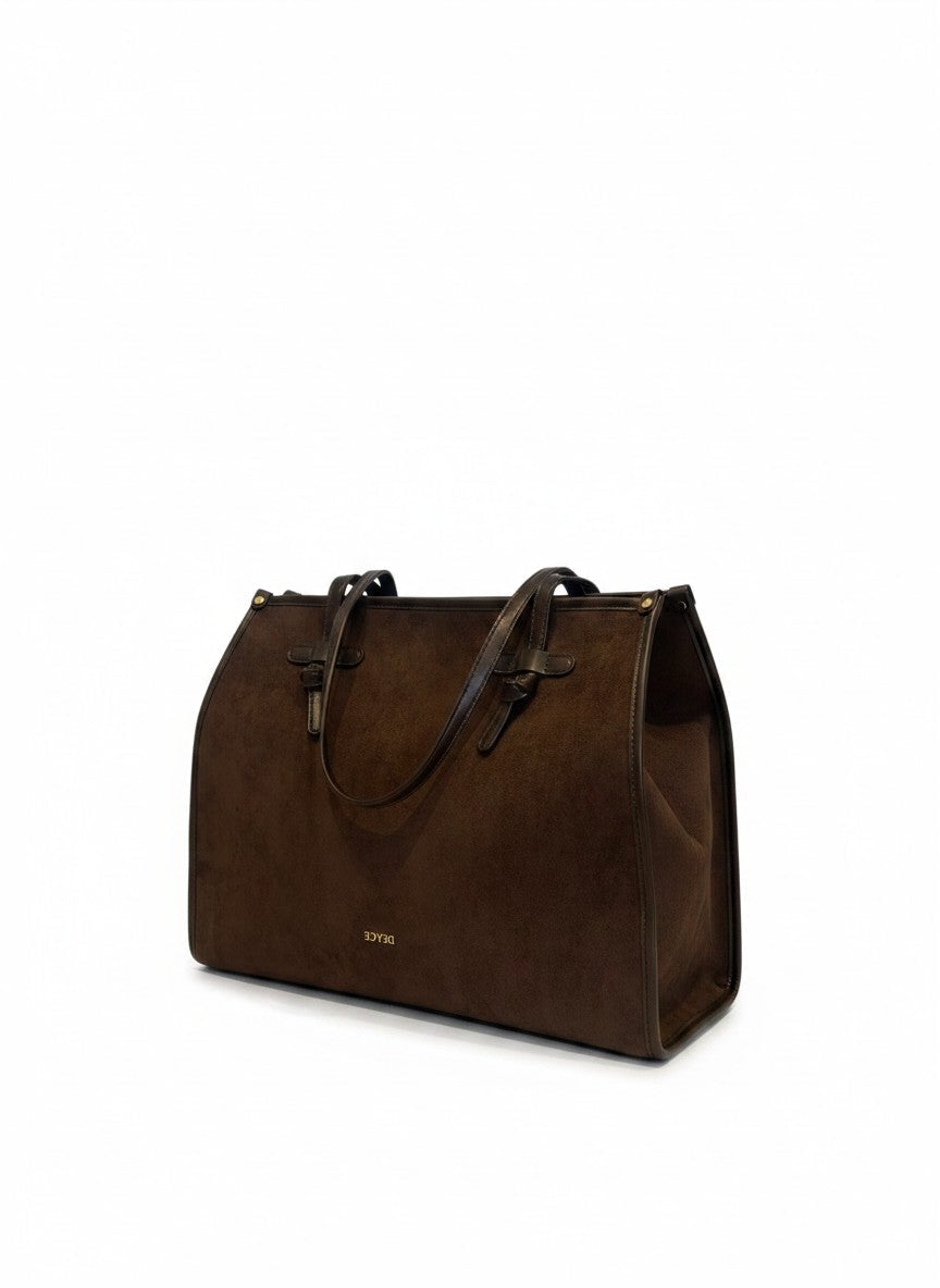Bolso tote grande de gamuza sintética con nudo decorativo y herrajes dorados, marca DALALI