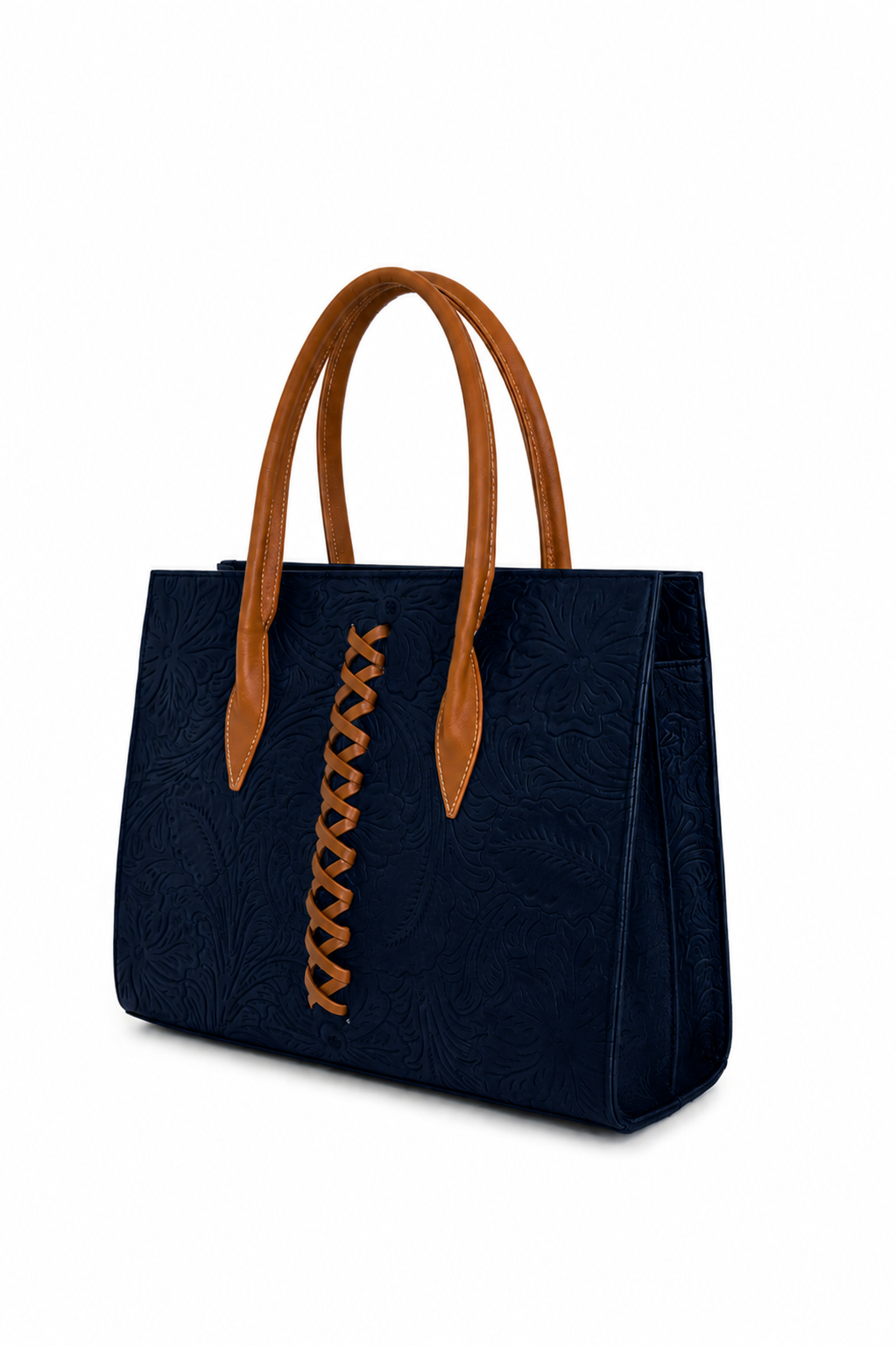 NAUPLIA - Bolso grande tipo tote  con relieve floral y detalle trenzado