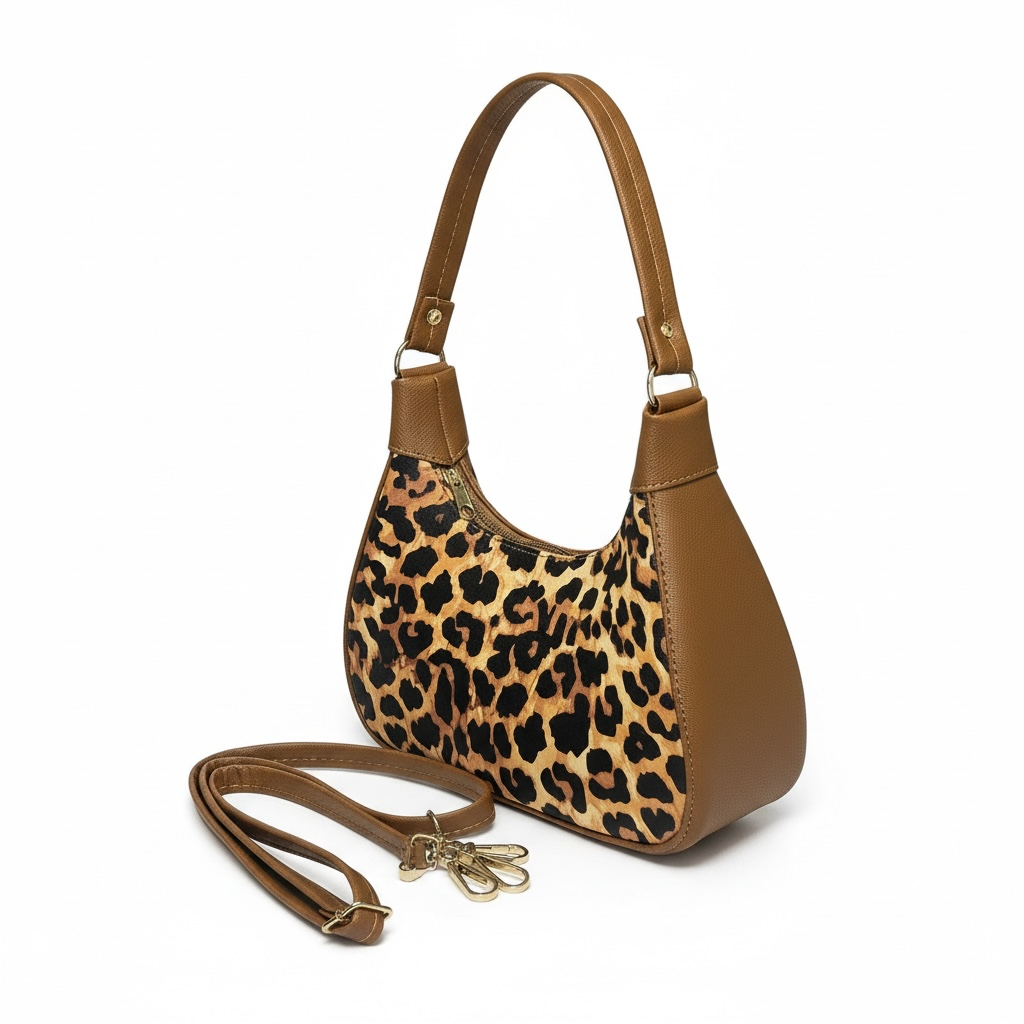 OLÉ -Bolso pequeño tipo hobo con estampado animal print y acabado suave