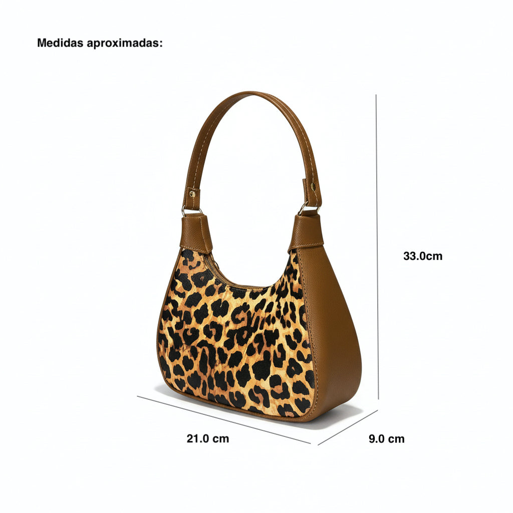 OLÉ -Bolso pequeño tipo hobo con estampado animal print y acabado suave