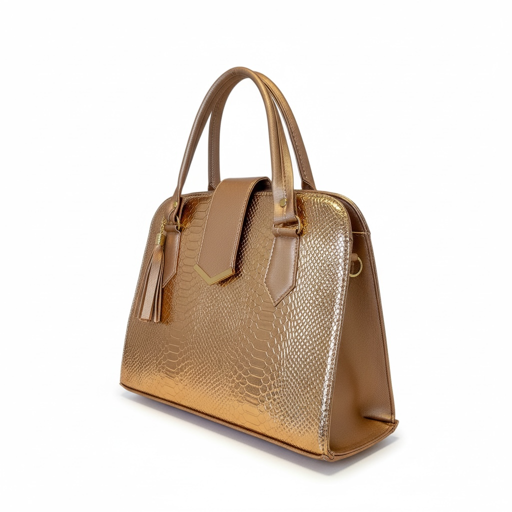ÓPALO –Bolso mediano  estructurado con textura fina y detalle metálico dorado