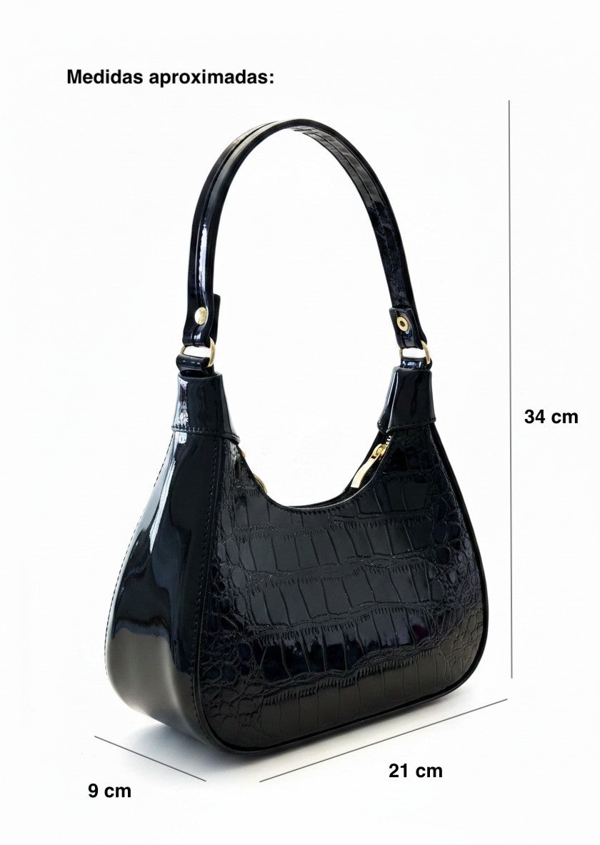 OPAL – Bolsa mini shoulder de hombro hobo acabado charol