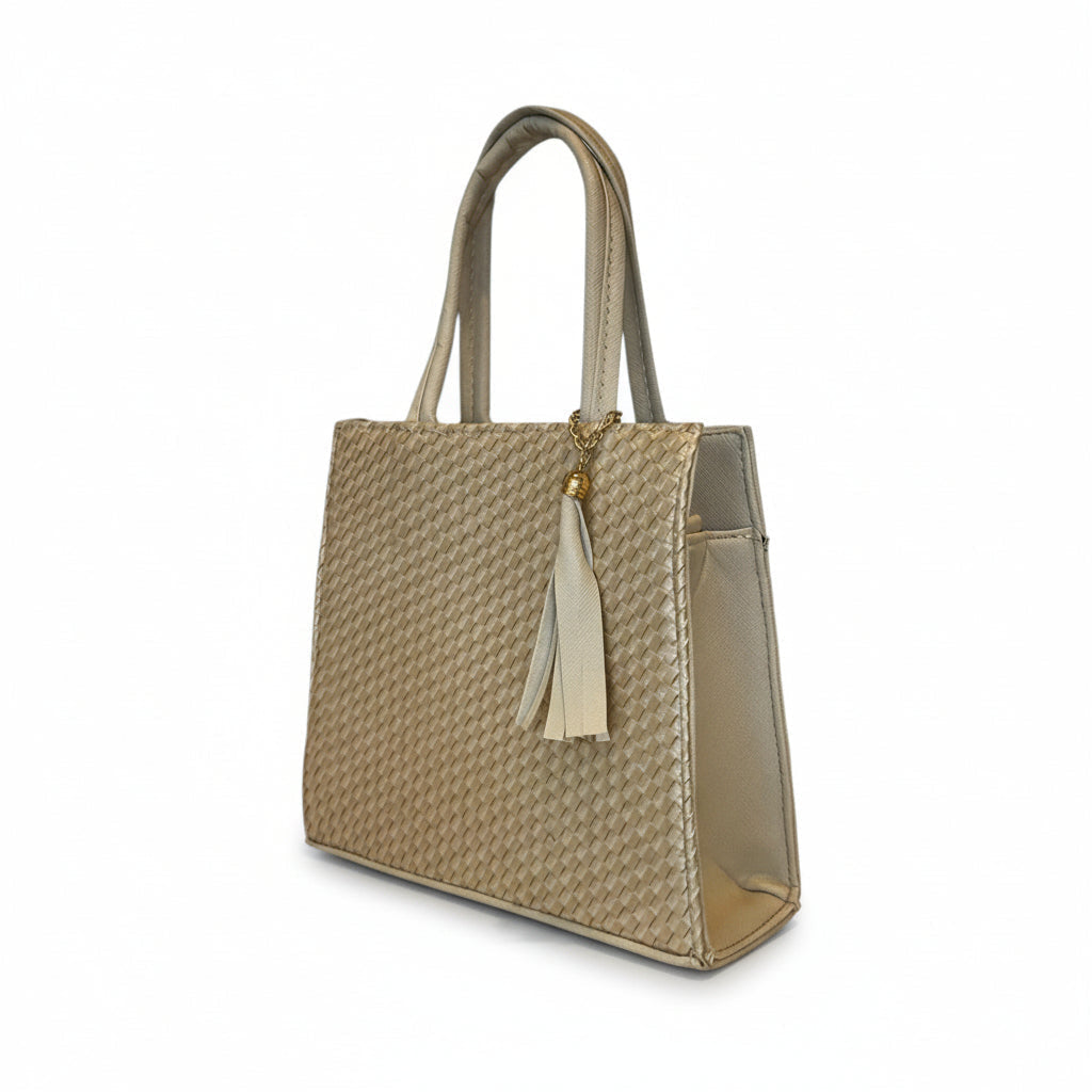 PAPINGO - Bolsa pequeña estructurada con textura entretejida y borla elegante
