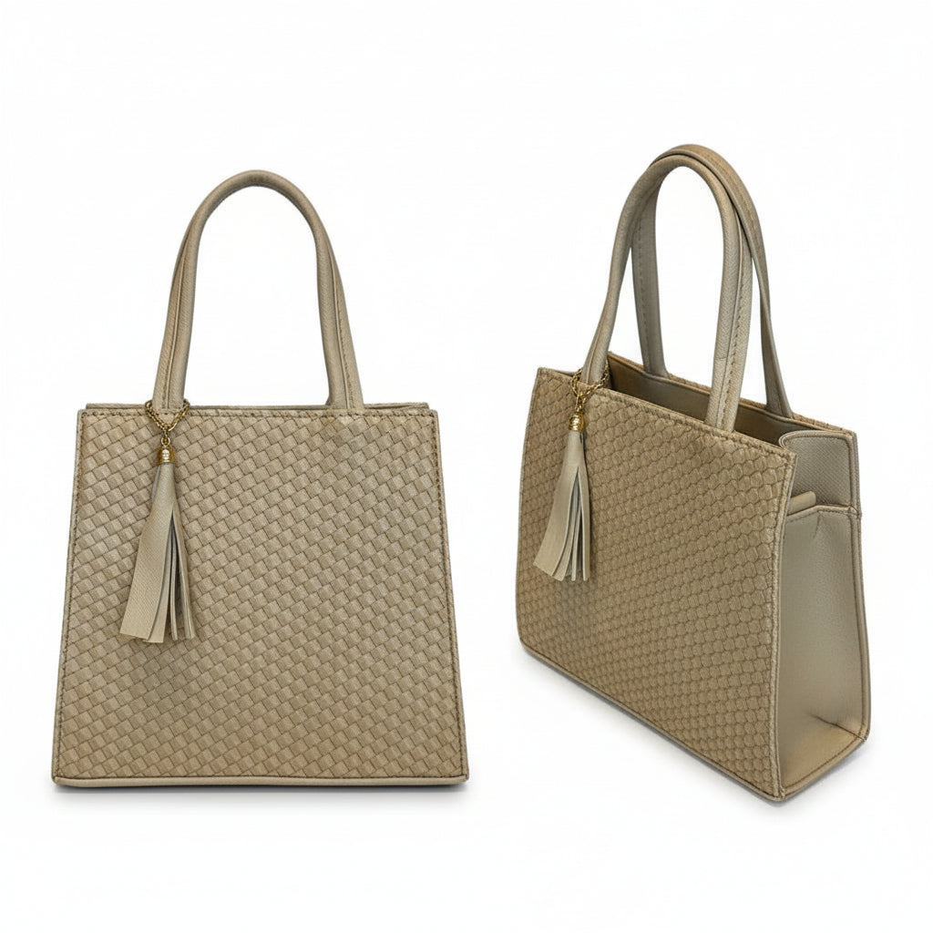 PAPINGO - Bolsa pequeña estructurada con textura entretejida y borla elegante