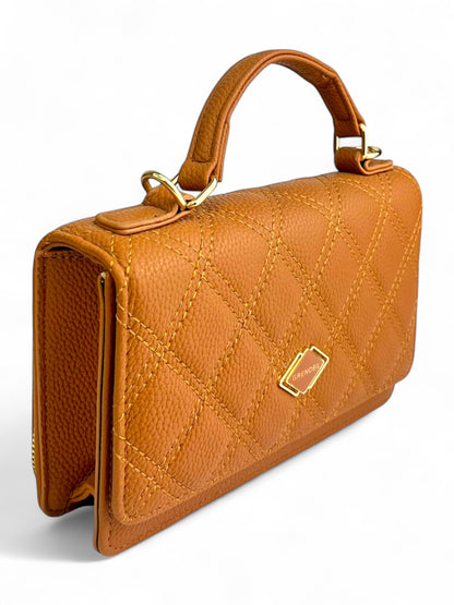 Bolso tipo cartera, mini, con texturas de costura, con correa ajustable y monederos