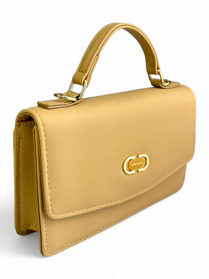 Bolso tipo cartera mate liso con correa larga y monederos