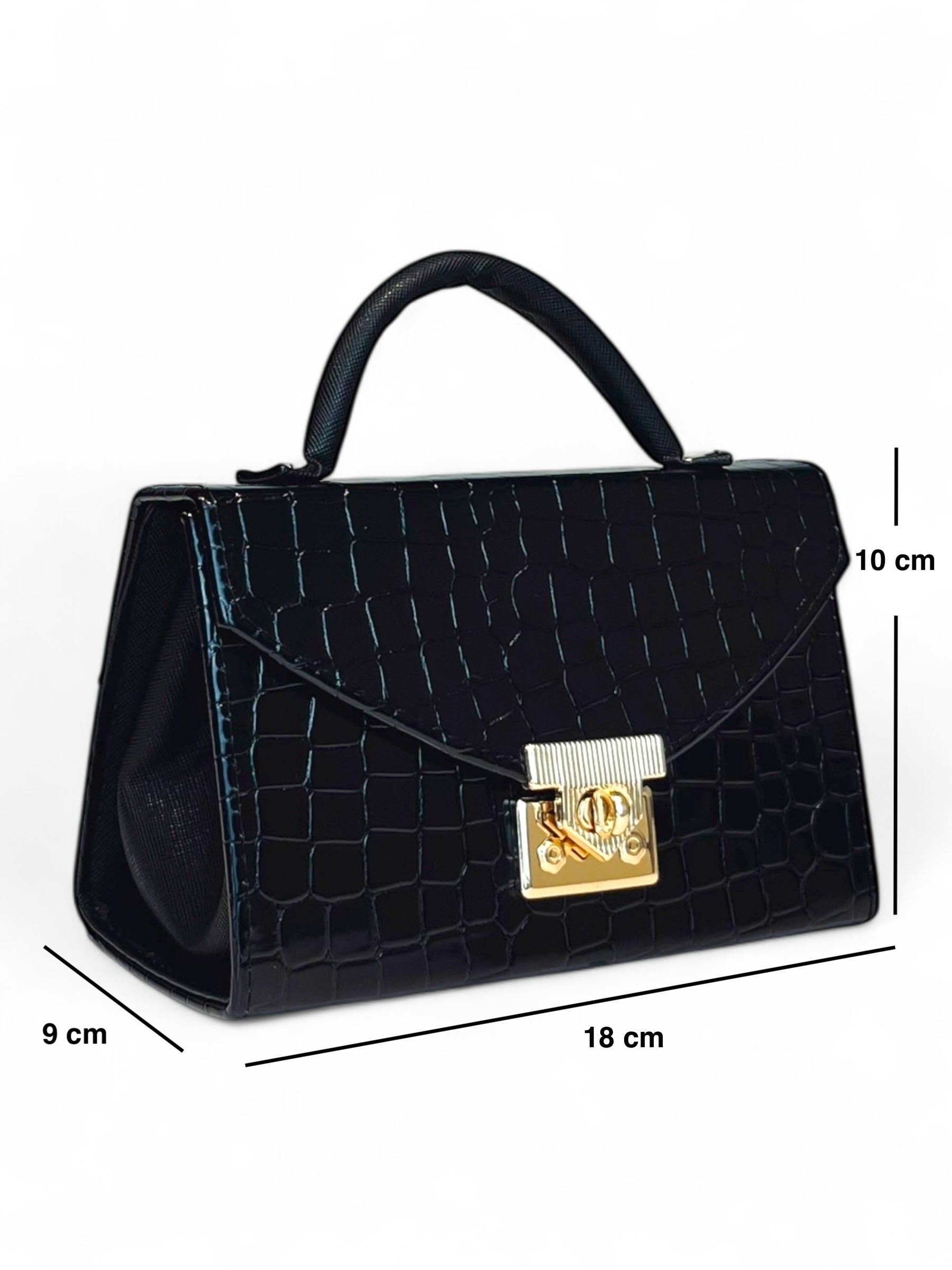 CÁDIZ – Bolso mini tipo handbag con textura croco y cierre metálico dorado