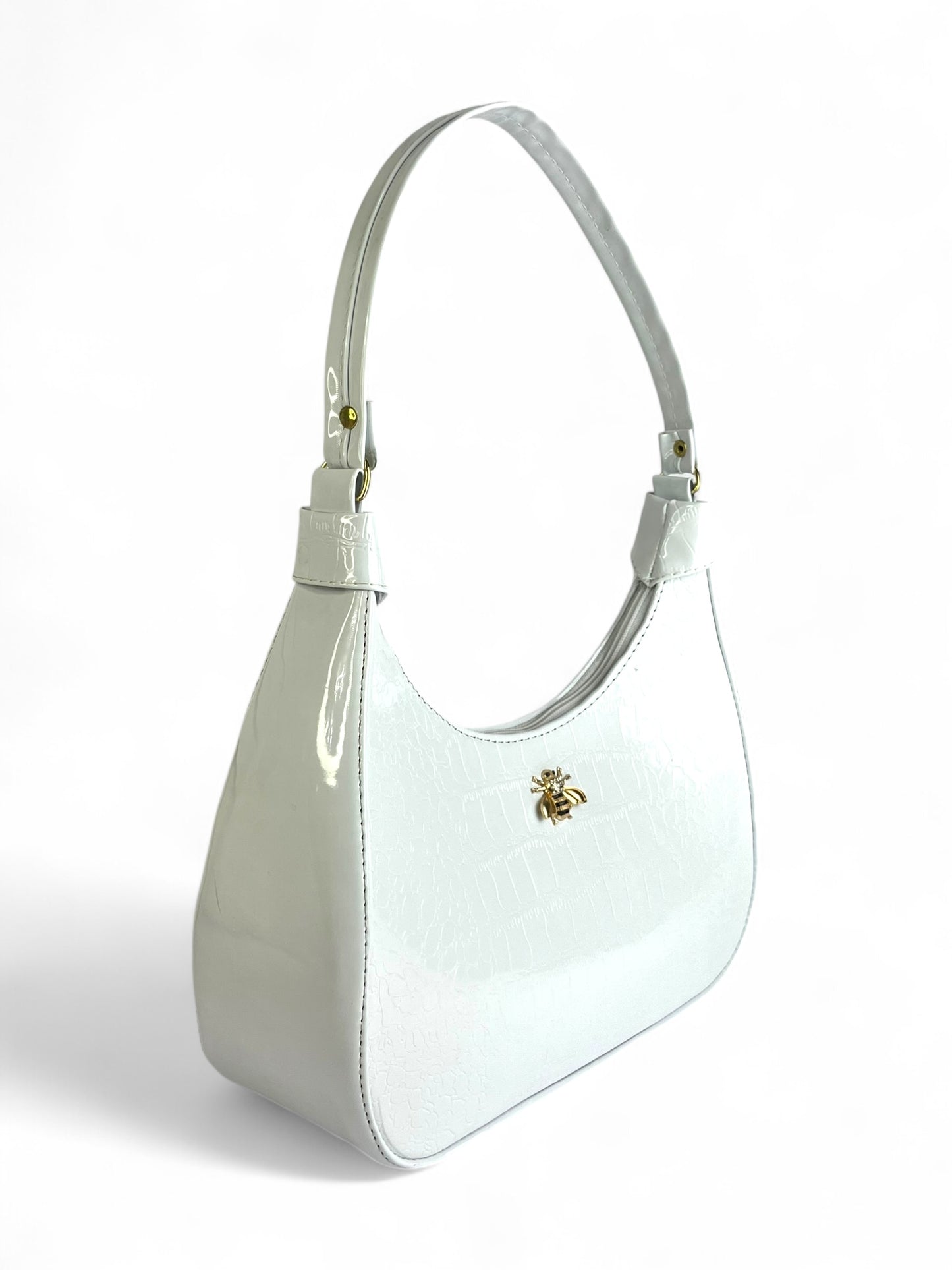 Bolso baguette con efecto charol