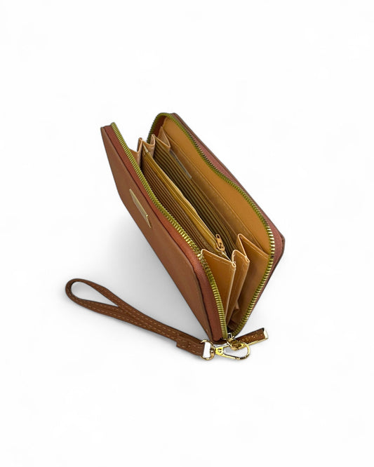 Cartera de cremallera simple de unicolor, delgada, portátil para dinero en efectivo.