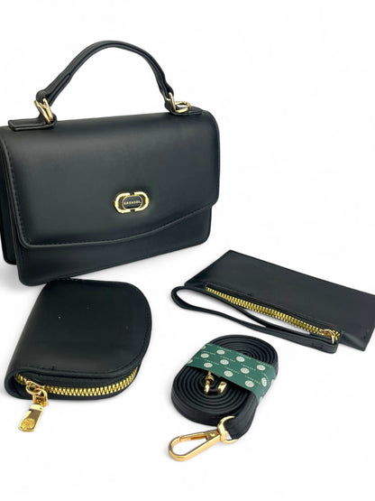 Bolso tipo cartera mate liso con correa larga y monederos