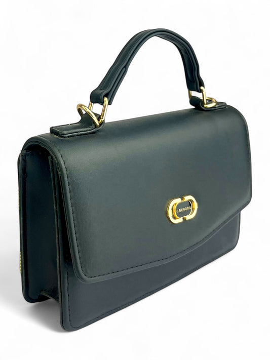 Bolso tipo cartera mate liso con correa larga y monederos