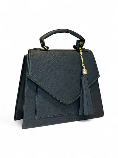 ÁGATA – Bolsa mini con cubierta tipo sobre y borla decorativa