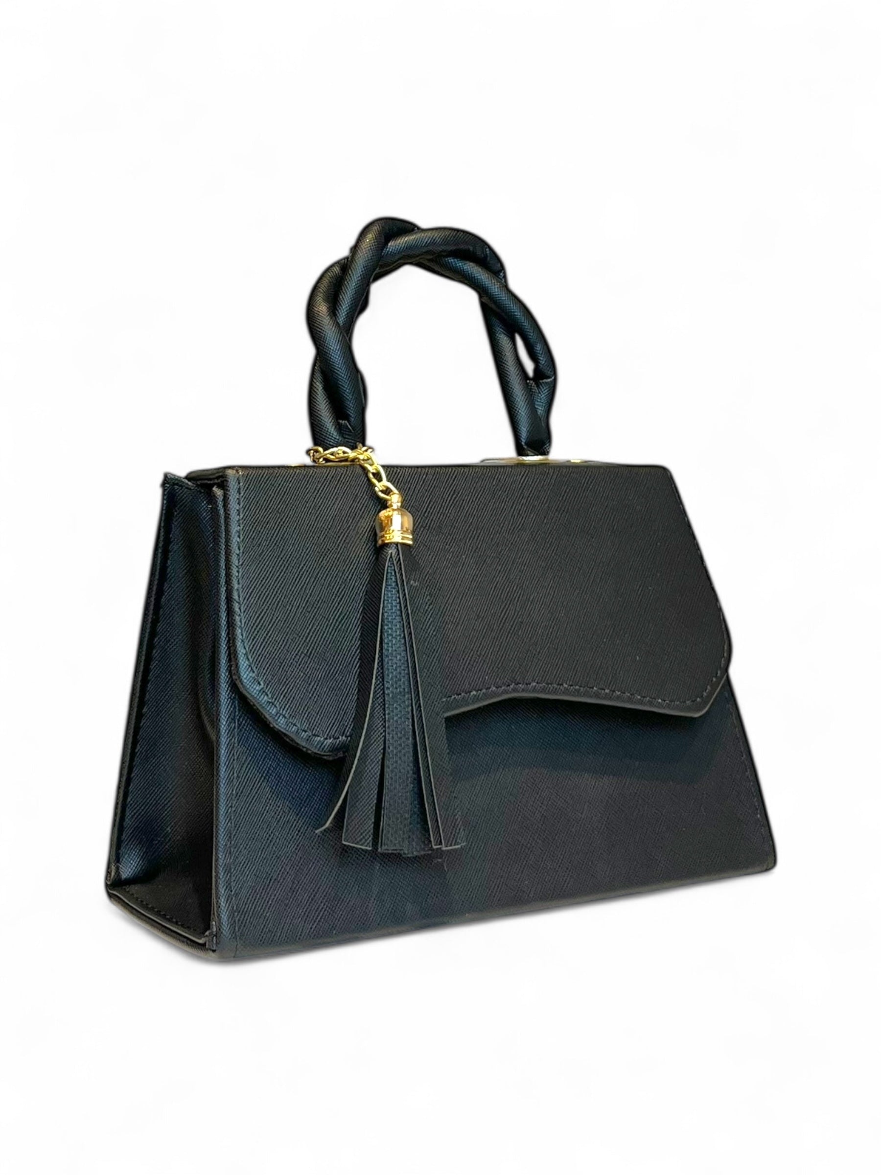 ROMA – Bolso mini elegante con asa trenzada y borla decorativa