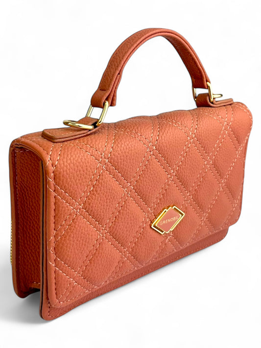 Bolso tipo cartera, mini, con texturas de costura, con correa ajustable y monederos