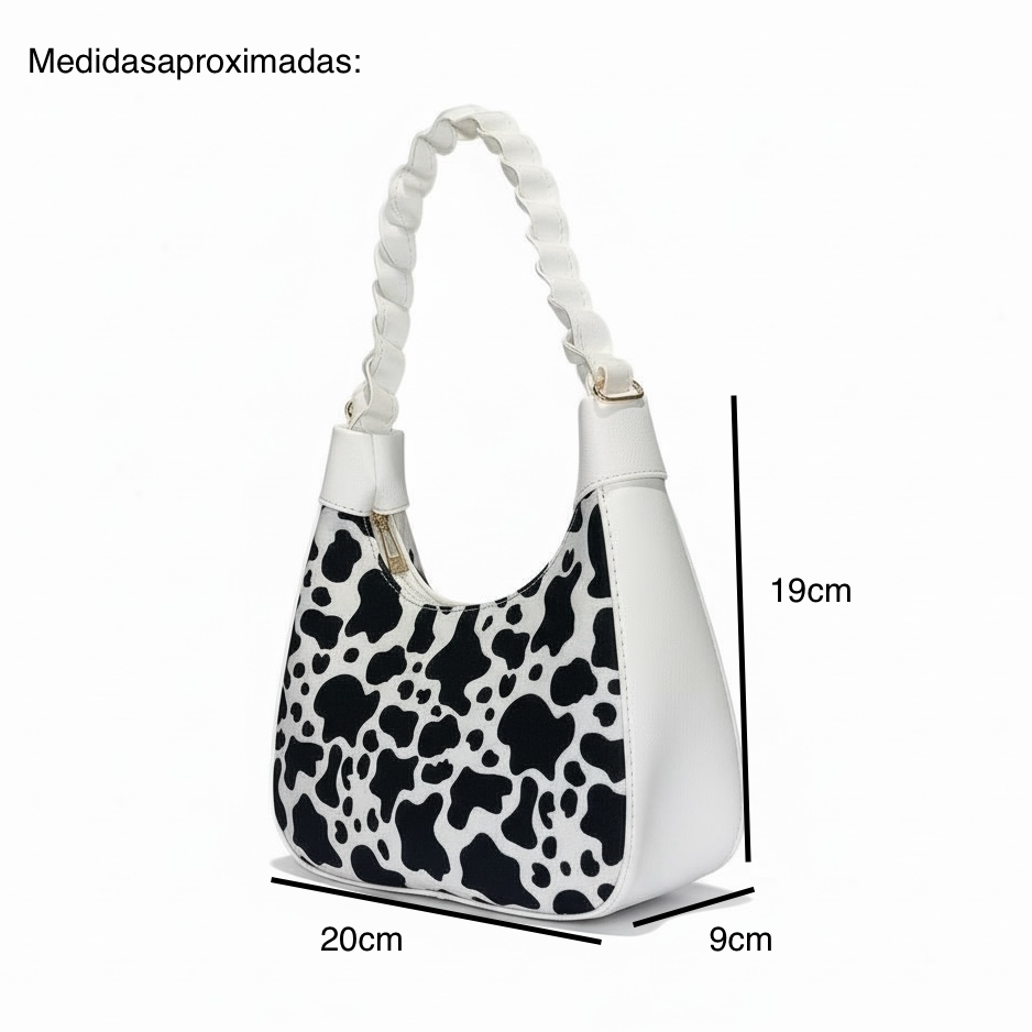 AMBER -Bolsa pequeña tipo hobo con estampado y asa trenzada
