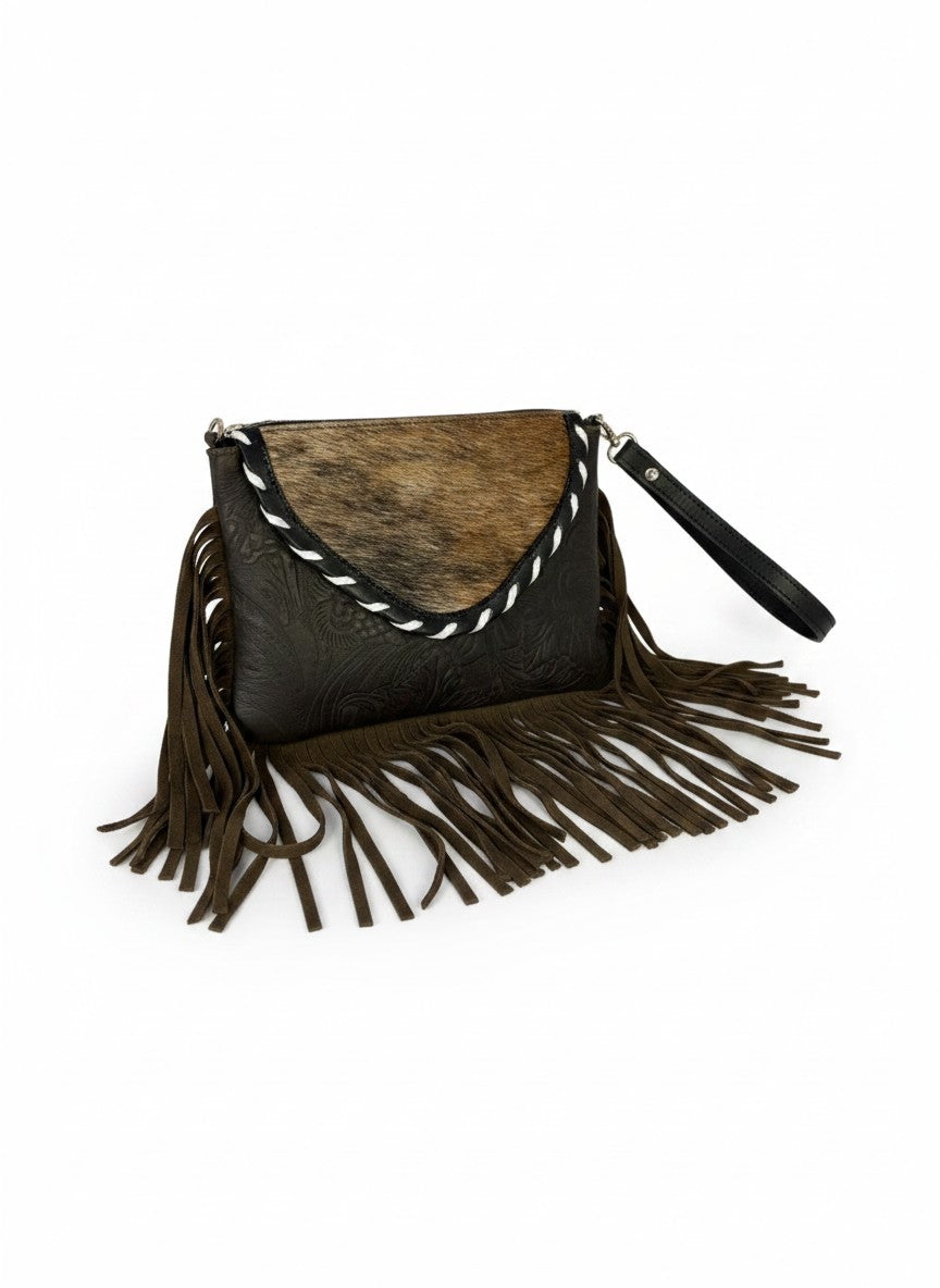 Bolsa cruzada de flecos con grabado floral – SEDONA