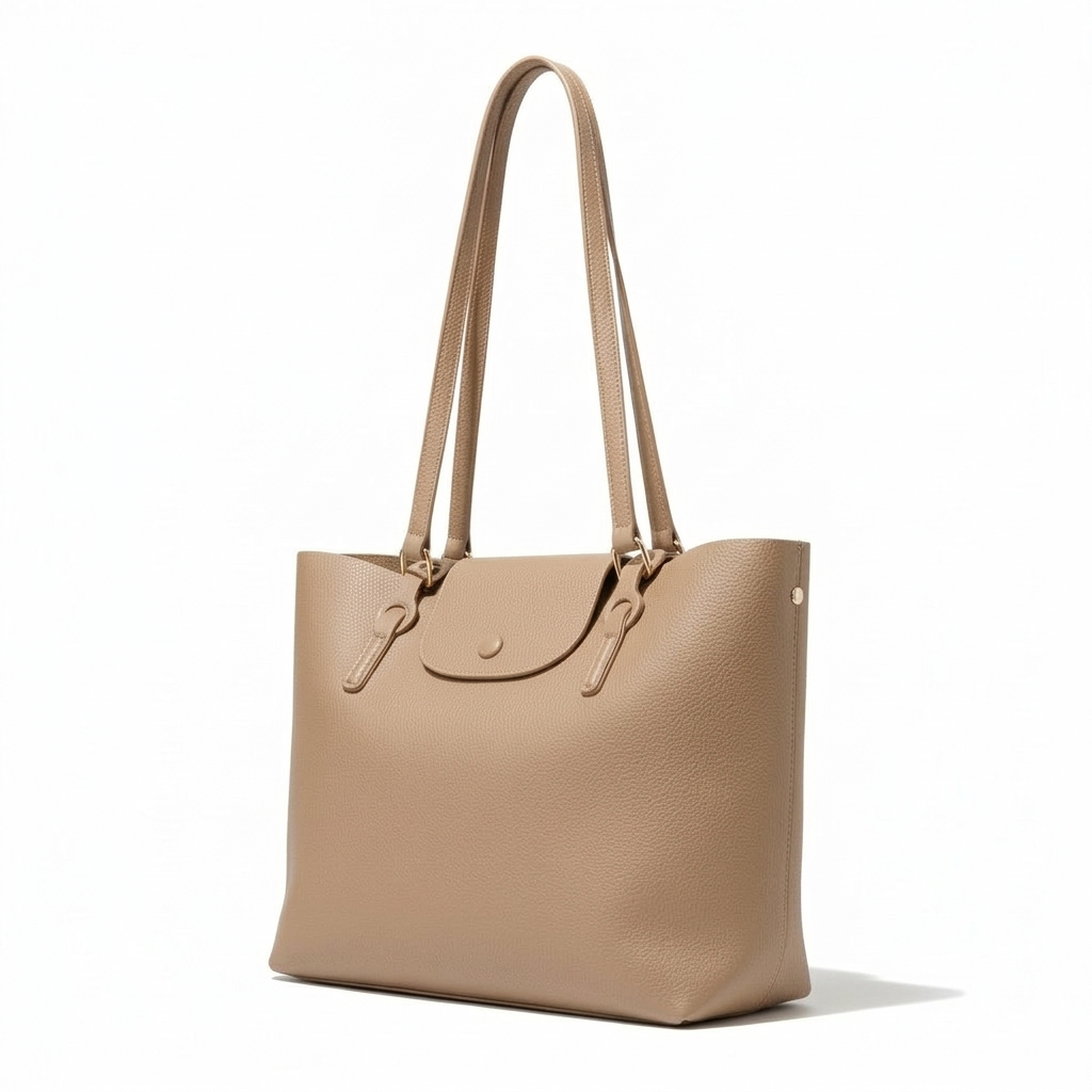 Bolsa tote de hombro textura pebbled con solapa y botón dorado, grande y estructurada – DALALI