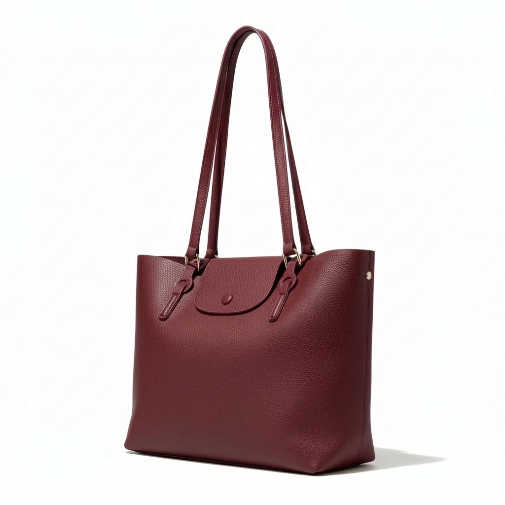 Bolsa tote de hombro textura pebbled con solapa y botón dorado, grande y estructurada – DALALI