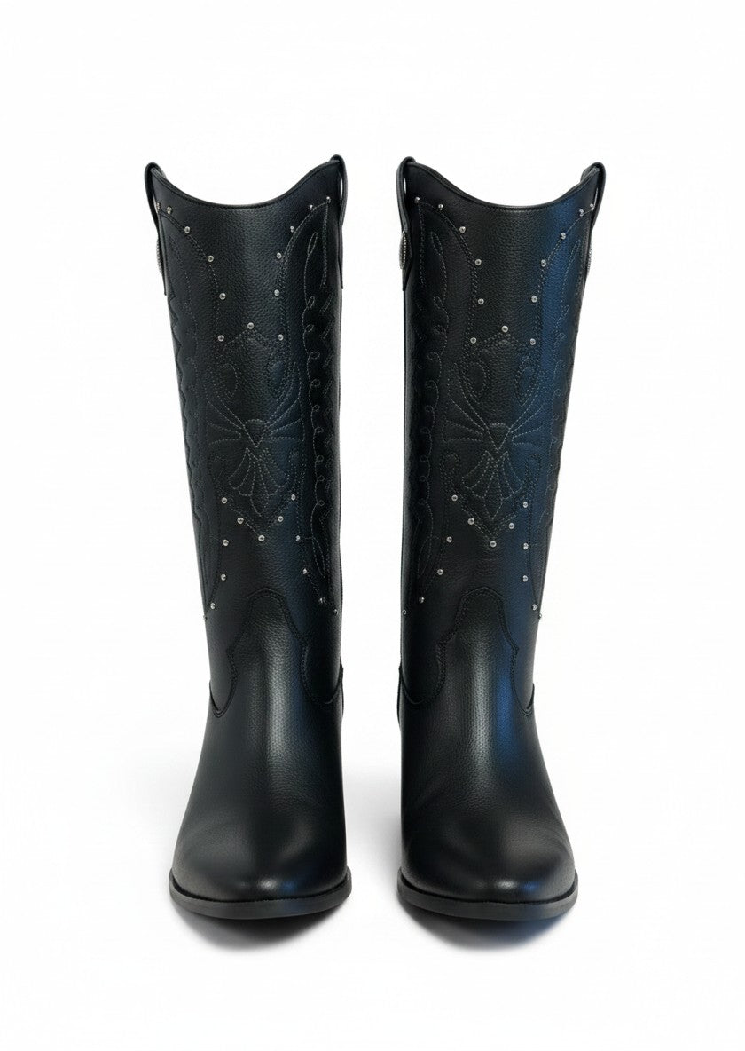 Bota vaquera bordado en hilo tacón 6cm – SABINA