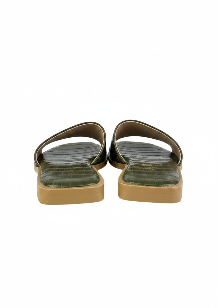 Sandalia piso textura cocodrilo beige una tira memory foam – MARCELA