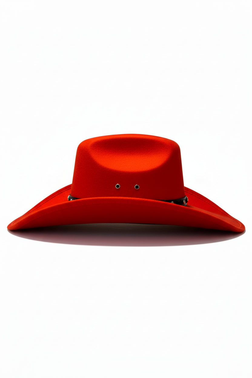 SIERRA – Sombrero cowboy rojo con banda negra