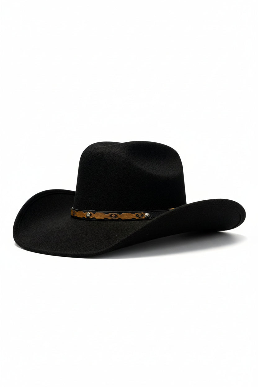 NOCHE – Sombrero cowboy negro con banda café