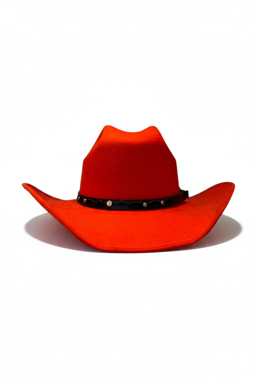 SIERRA – Sombrero cowboy rojo con banda negra