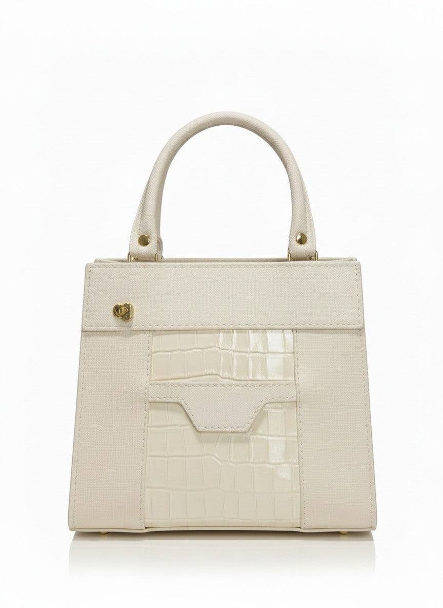 Bolso mini estructurado con panel croco y doble asa – TOLEDO