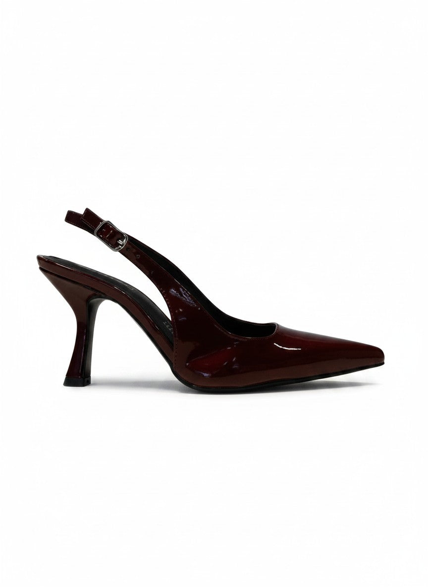 Zapatilla cerrada slingback charol tacón aguja - VELVET