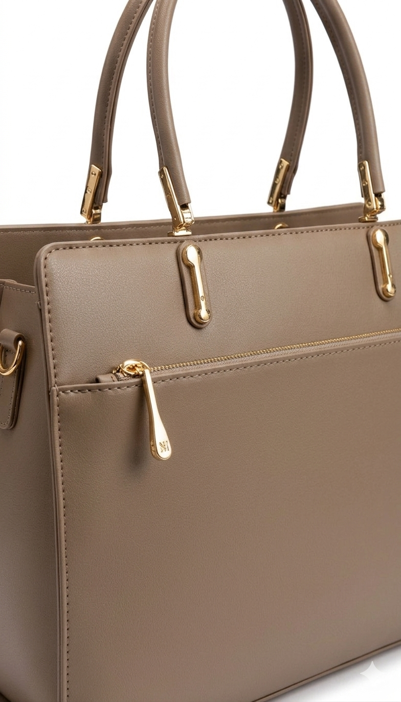 Bolsa tote grande café cálido acabado liso con herrajes dorados, bolsa de mano mujer – DALALI