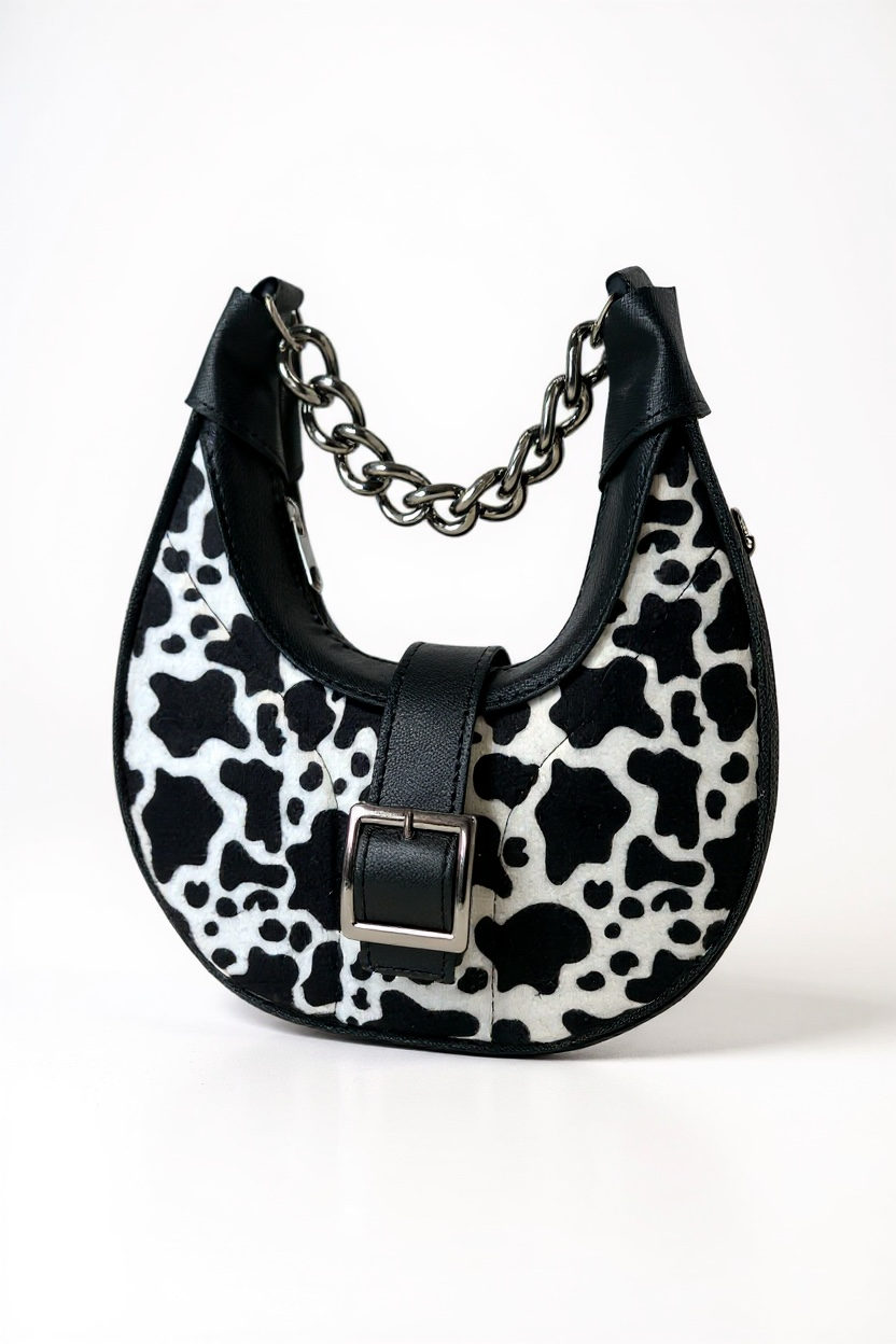 ZAFIRA— Bolsa estilo hobo con estampado animal y cadena