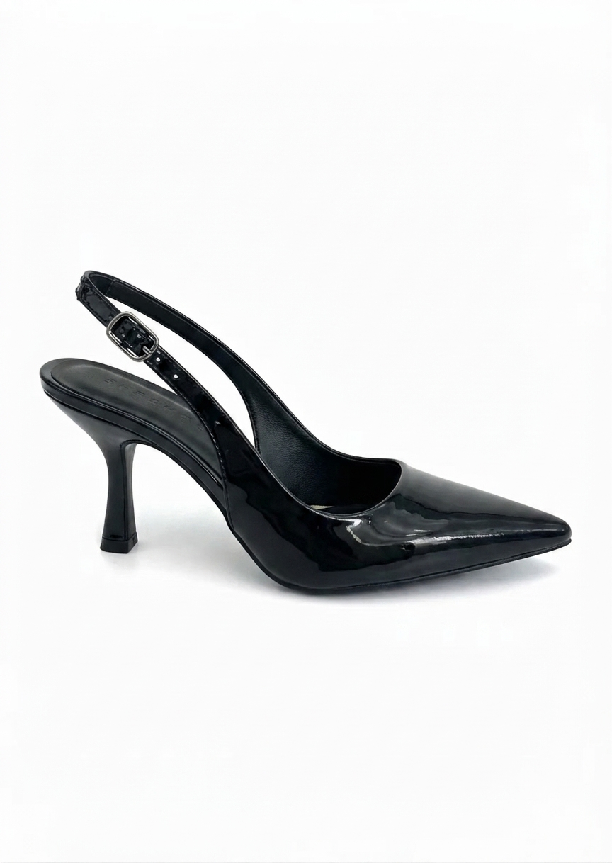 Zapatilla cerrada slingback charol tacón aguja - VELVET