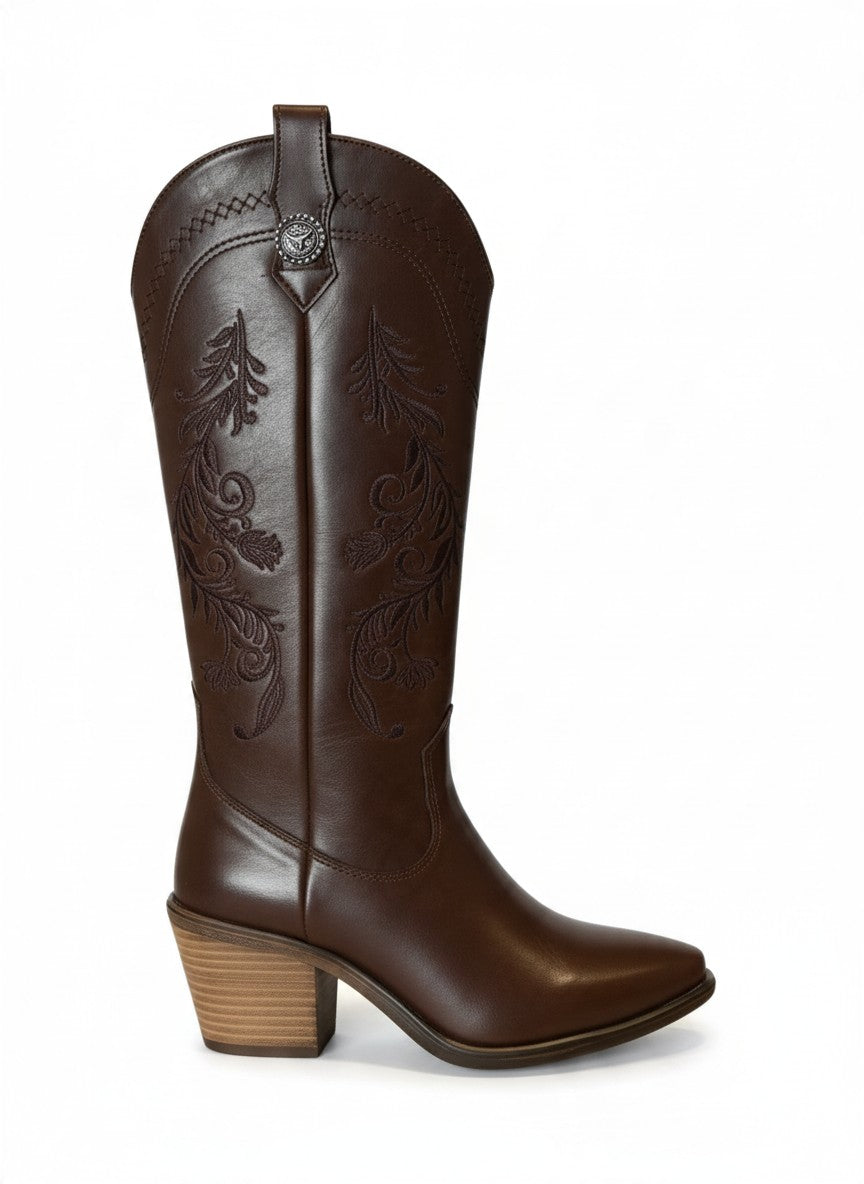 Bota vaquera bordada para mujer altas de tacón -  MONTERREY