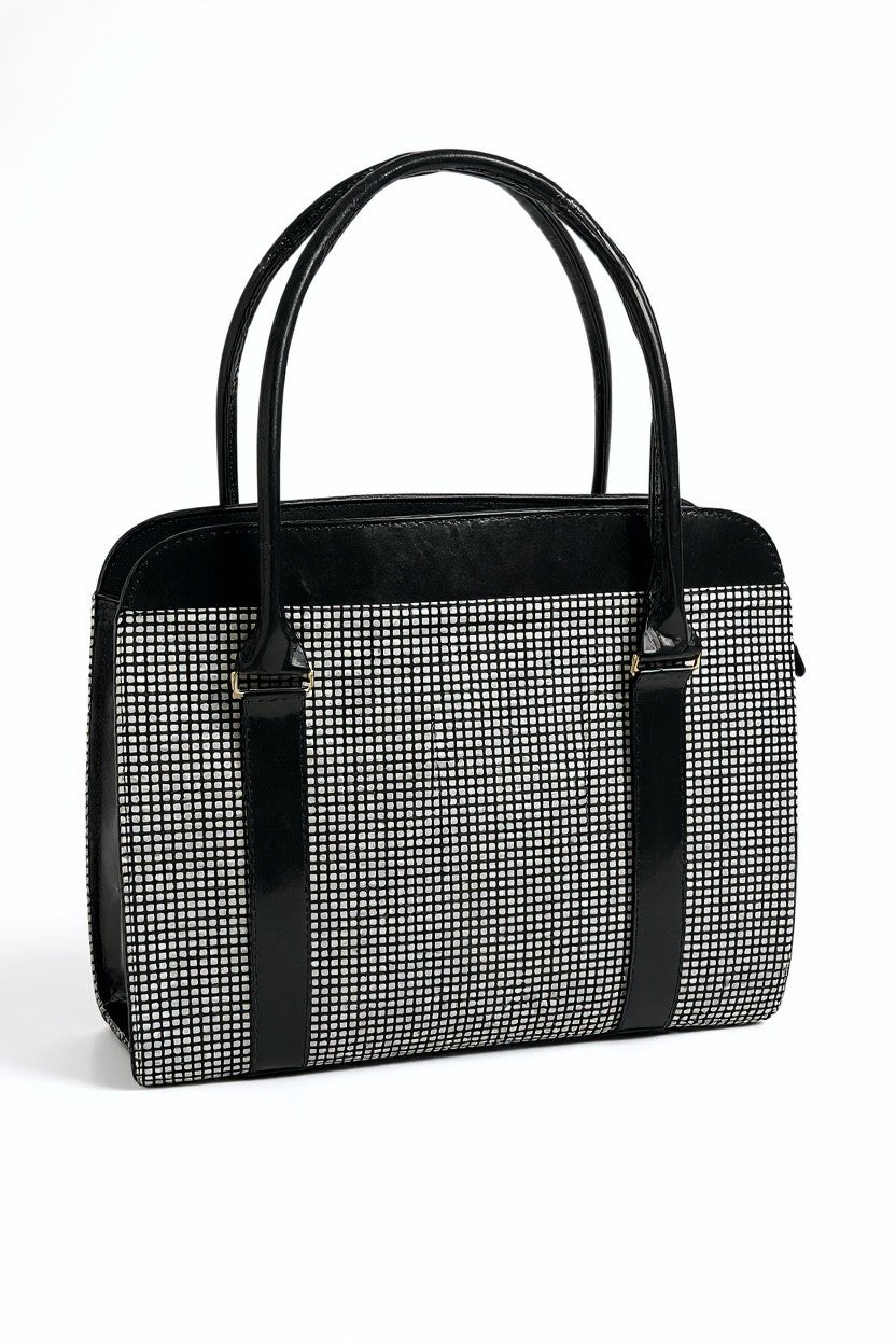 AURA  – Bolsa de mano estructurada en textura de cocodrilo brillante