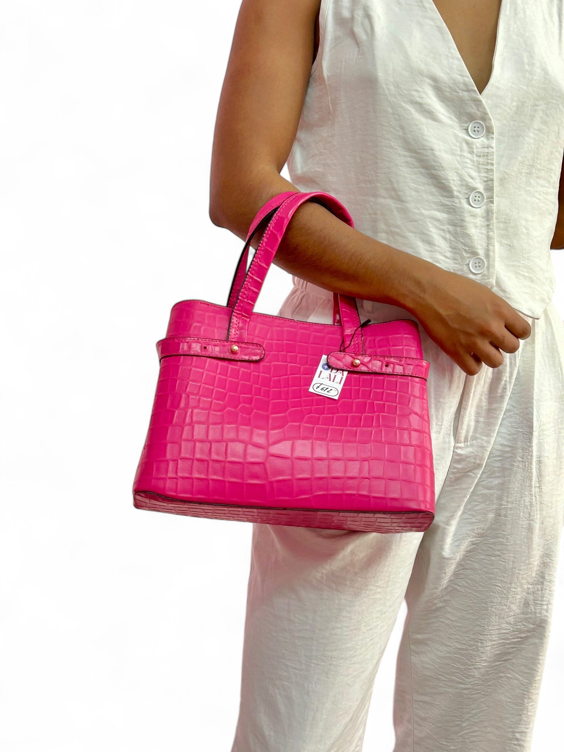 Bolsa de mano con textura tipo cocodrilo para mujer – Elegante con correa larga ajustable